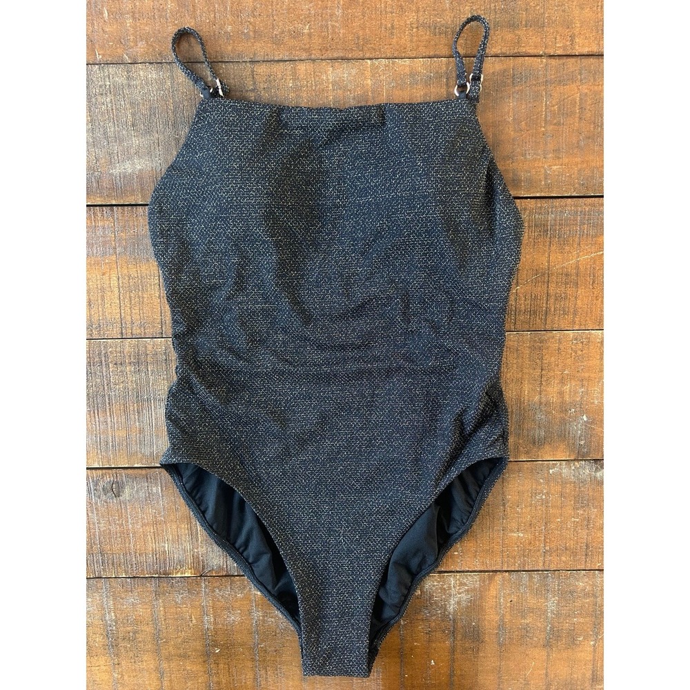 Seafolly Black Metallic Strappy Back 1pc Swimsuit US 10 New